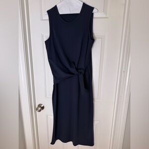 Vince Navy Midi Dress with side knot Tie Waist